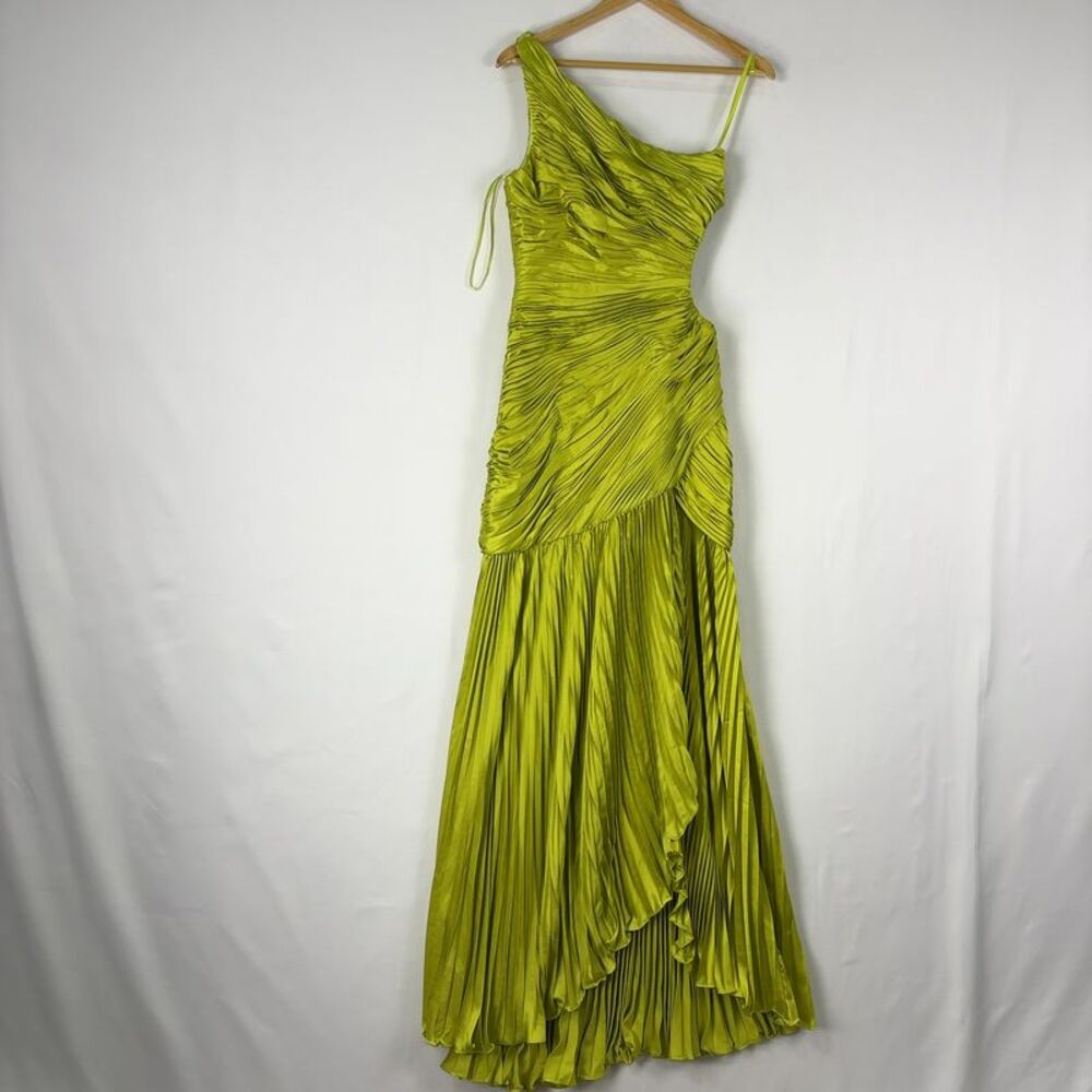 Mac Duggal Lime Green One-Shoulder High-Low Evening Gown